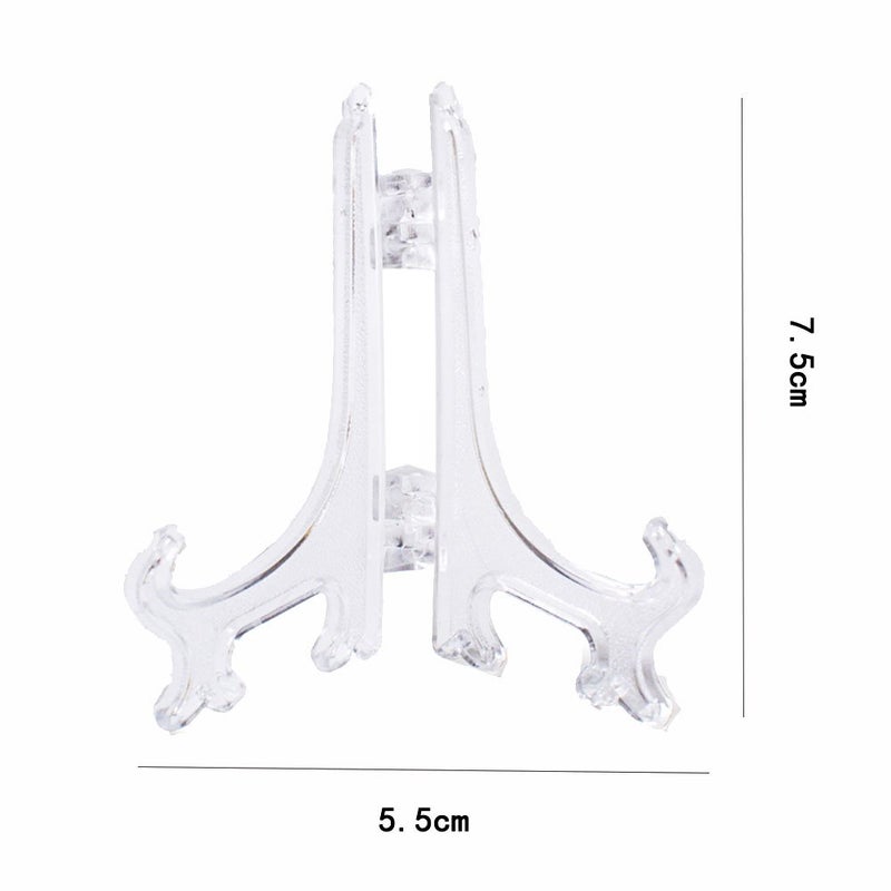 SK 3" High Clear Plastic Display Stands Plate Holders to Display Pictures, Cookie, Placecards, Pack of 12 Easels (Clear) - Image 2
